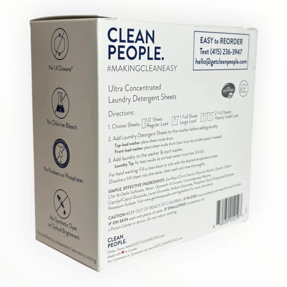 The Clean People Laundry Detergent Soap Sheets- 96 Loads Fragrance Free